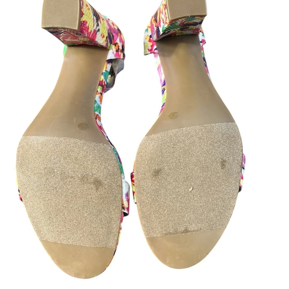 NWOT Women siz 11 spring multi colored open toe sandal ankl strap by Worthington - Picture 5 of 5